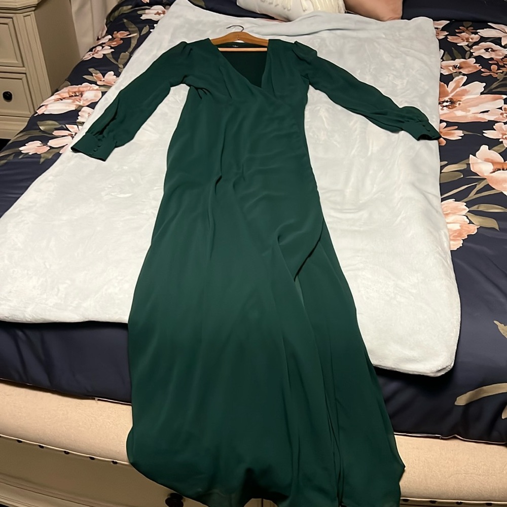 Lulus hunter green wrap dress size large